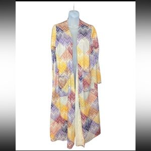 Women's LuLaRoe Duster Cardigan w/Pockets Size Large Geometric Multicolor Medium